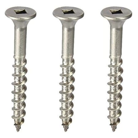 Deck Screw, #10 X 2-1/2 In, 316 Stainless Steel, Flat Head, Square Drive, 500 PK